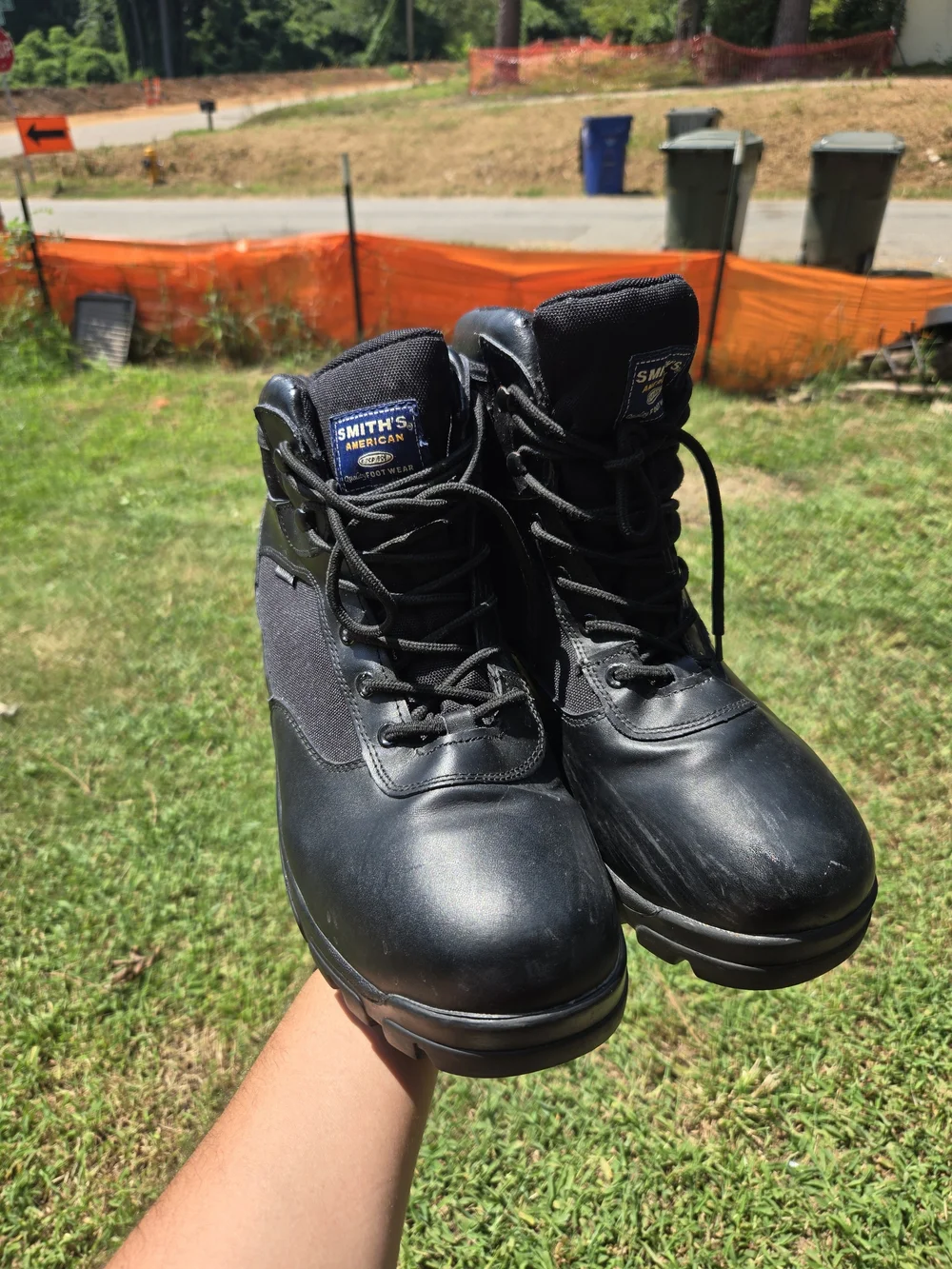 SMITH Black Tactical Work Boots - Lace-Up Ankle Support